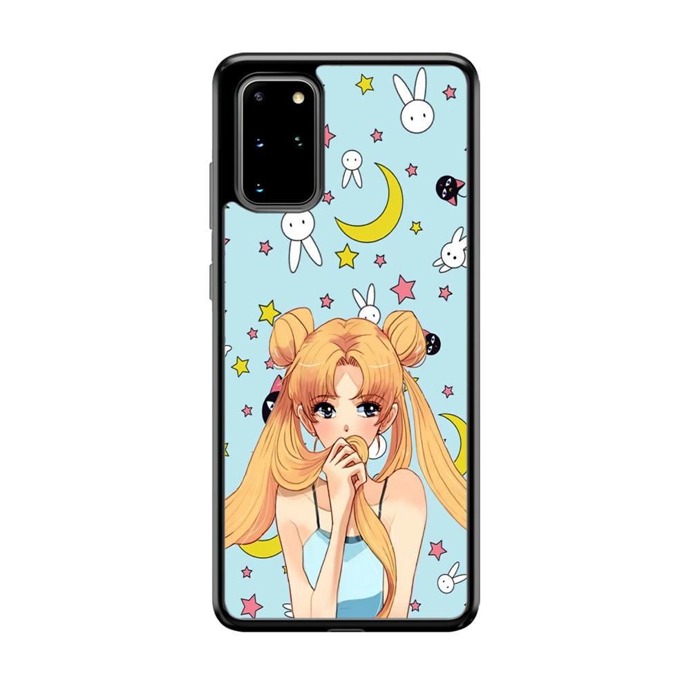 Sailor Moon Day to Relax Samsung Galaxy S20 Plus Case-Rubber Black (2D Case)-Oxvistore