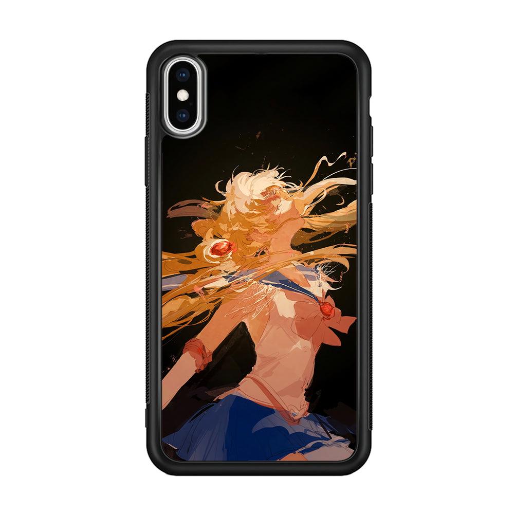 Sailor Moon Infinity Desire iPhone XS Case-Rubber Black (2D Case)-Oxvistore