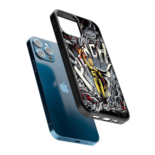 Saitama Hits The Monsters 2D Rubber Phone Case-Oxvistore
