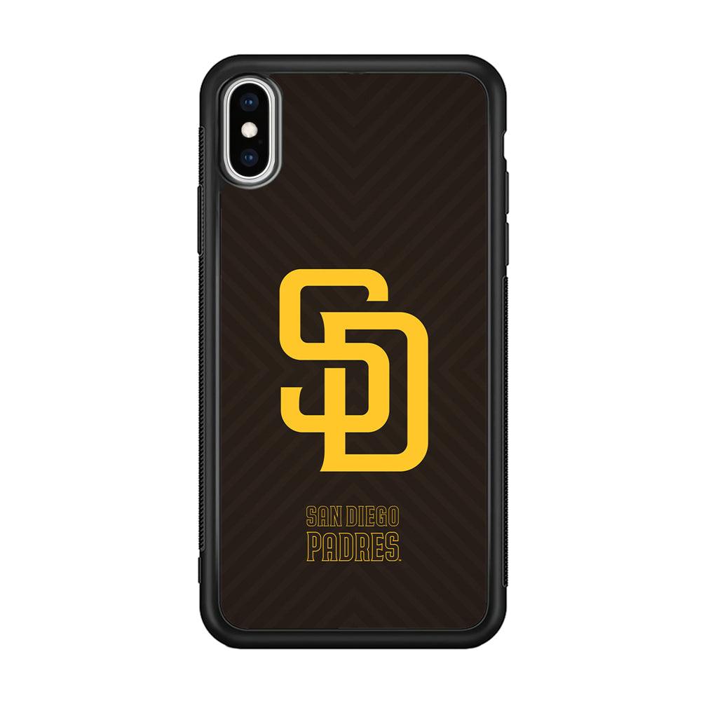 San Diego Padres Shape and Emblem iPhone XS Case-Rubber Black (2D Case)-Oxvistore