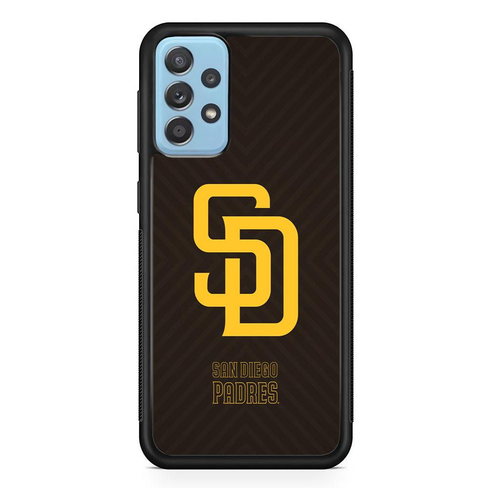 San Diego Padres Shape and Emblem Samsung Galaxy A52 Case-Rubber Black (2D Case)-Oxvistore
