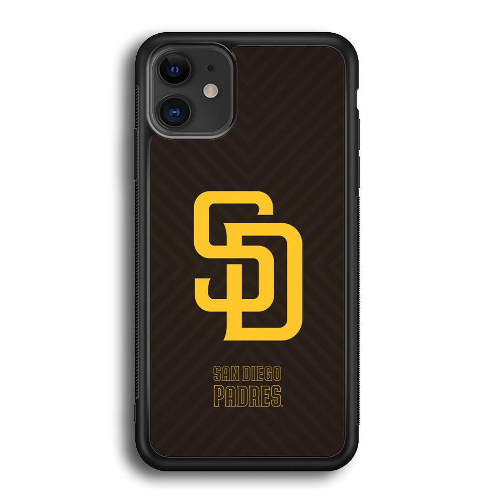 San Diego Padres Shape and Emblem iPhone 11 Case-Rubber Black (2D Case)-Oxvistore
