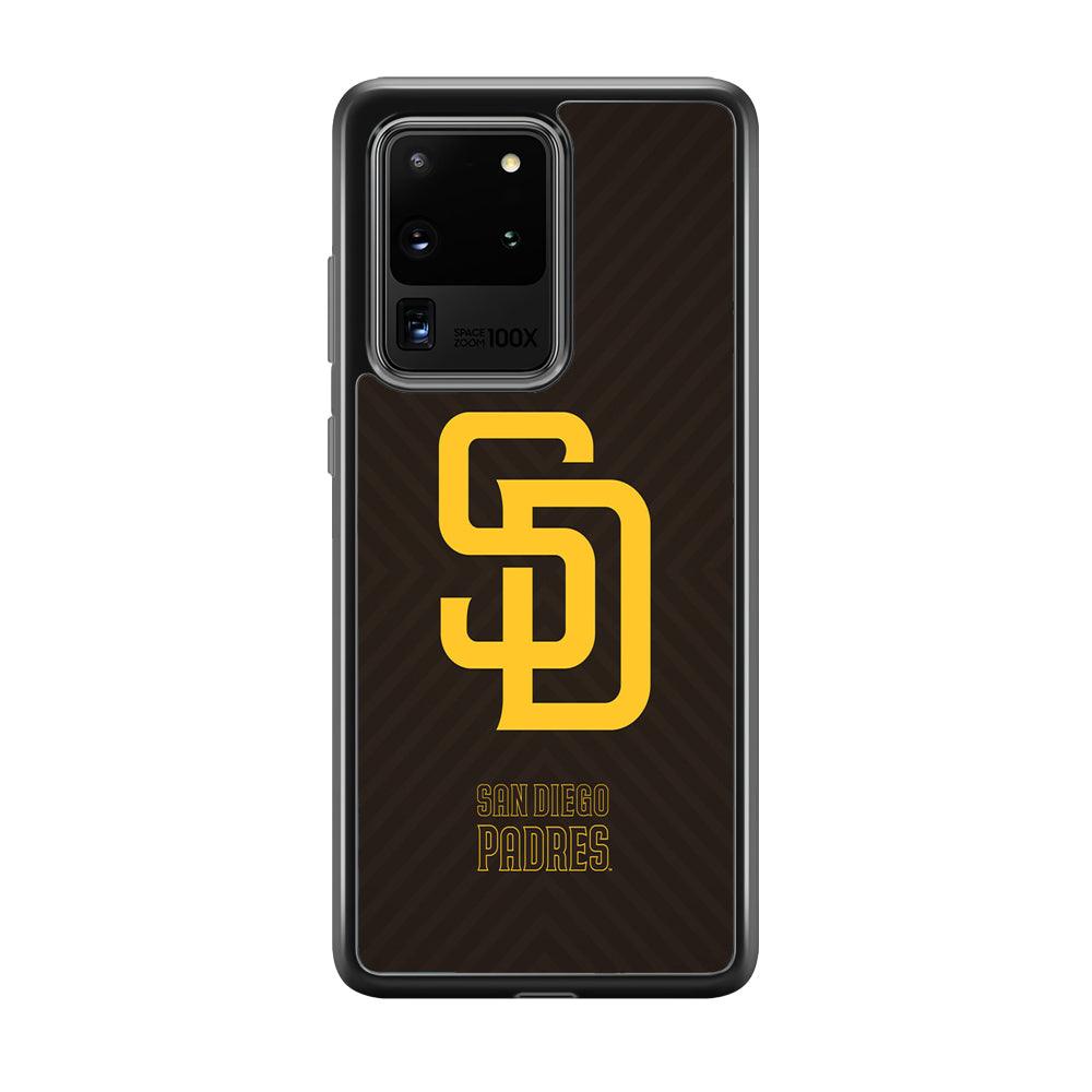San Diego Padres Shape and Emblem Samsung Galaxy S20 Ultra Case-Rubber Black (2D Case)-Oxvistore