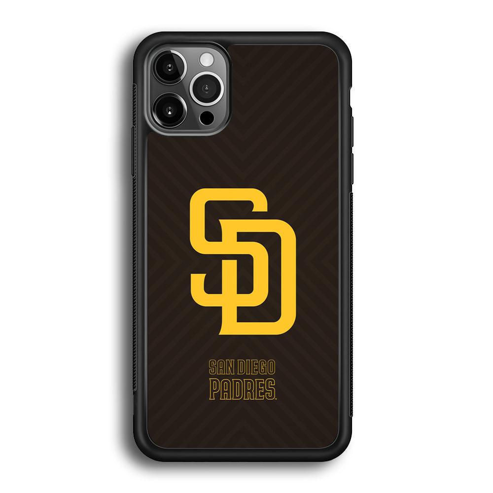 San Diego Padres Shape and Emblem iPhone 12 Pro Max Case-Rubber Black (2D Case)-Oxvistore