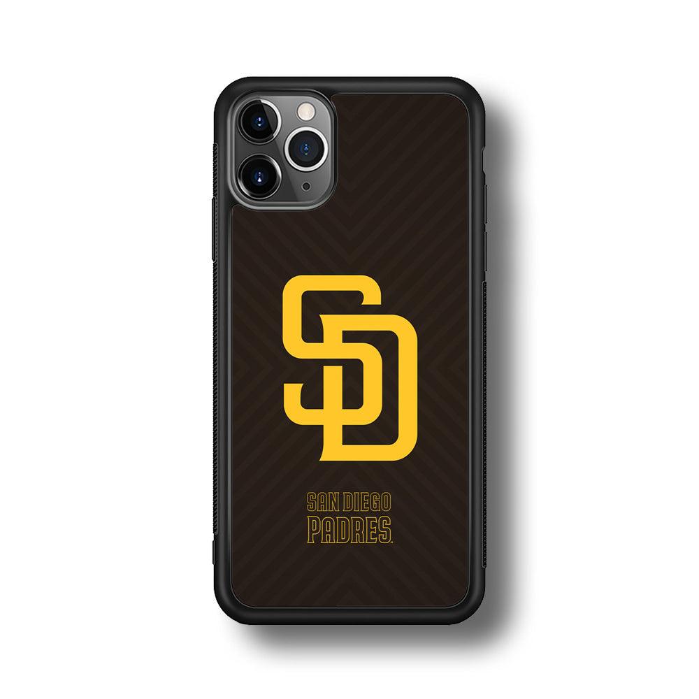 San Diego Padres Shape and Emblem iPhone 11 Pro Max Case-Rubber Black (2D Case)-Oxvistore