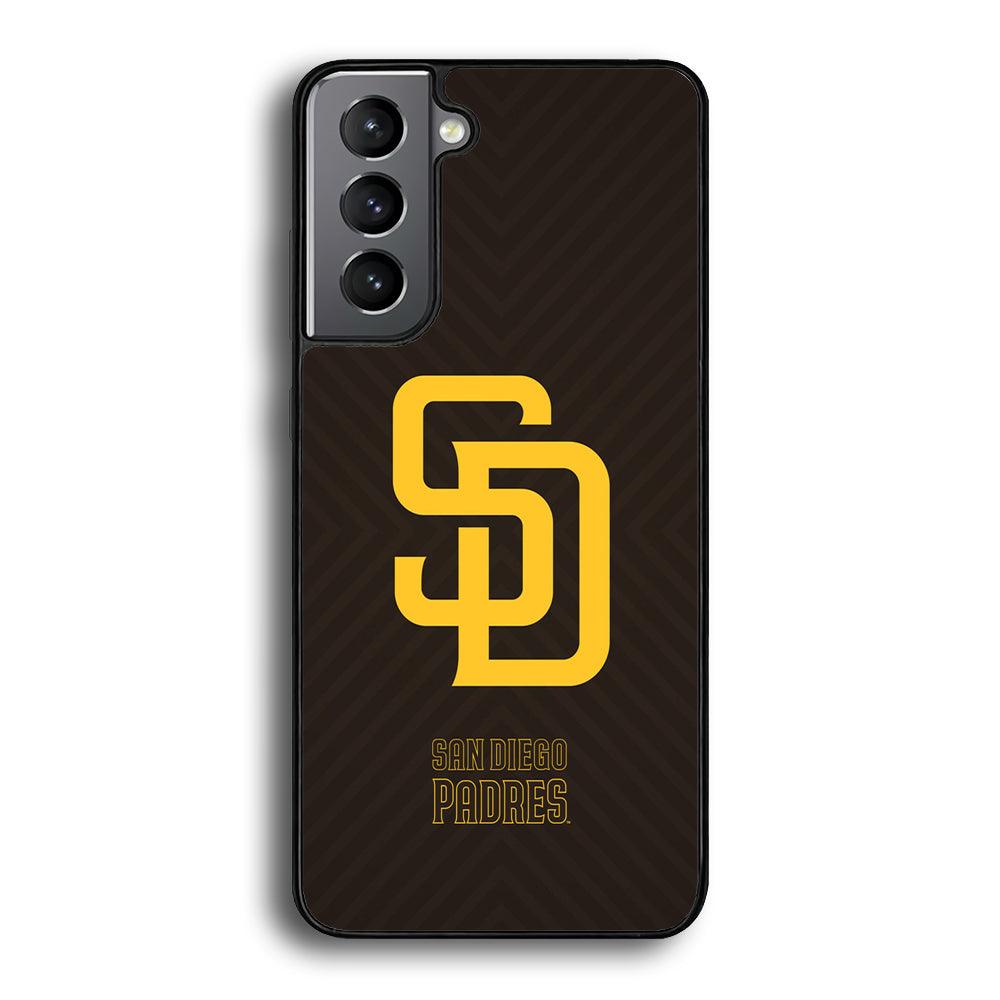 San Diego Padres Shape and Emblem Samsung Galaxy S24 Case-Rubber Black (2D Case)-Oxvistore