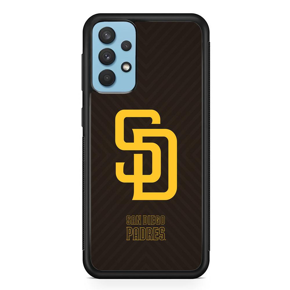 San Diego Padres Shape and Emblem Samsung Galaxy A32 Case-Rubber Black (2D Case)-Oxvistore