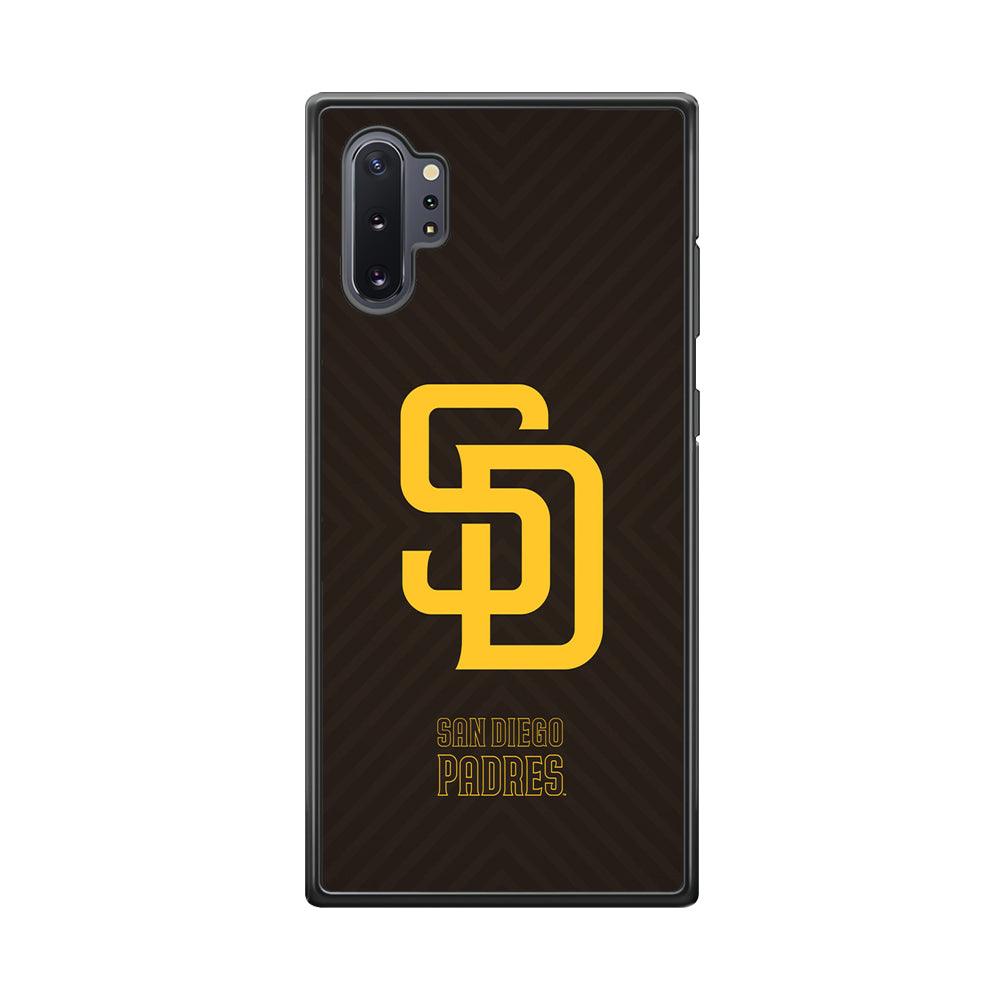 San Diego Padres Shape and Emblem Samsung Galaxy Note 10 Plus Case-Rubber Black (2D Case)-Oxvistore