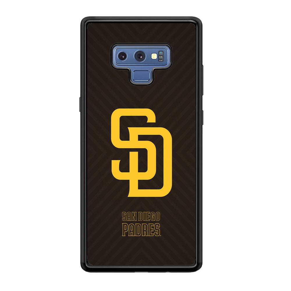 San Diego Padres Shape and Emblem Samsung Galaxy Note 9 Case-Rubber Black (2D Case)-Oxvistore