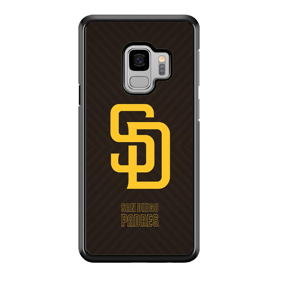 San Diego Padres Shape and Emblem Samsung Galaxy S9 Case-Rubber Black (2D Case)-Oxvistore