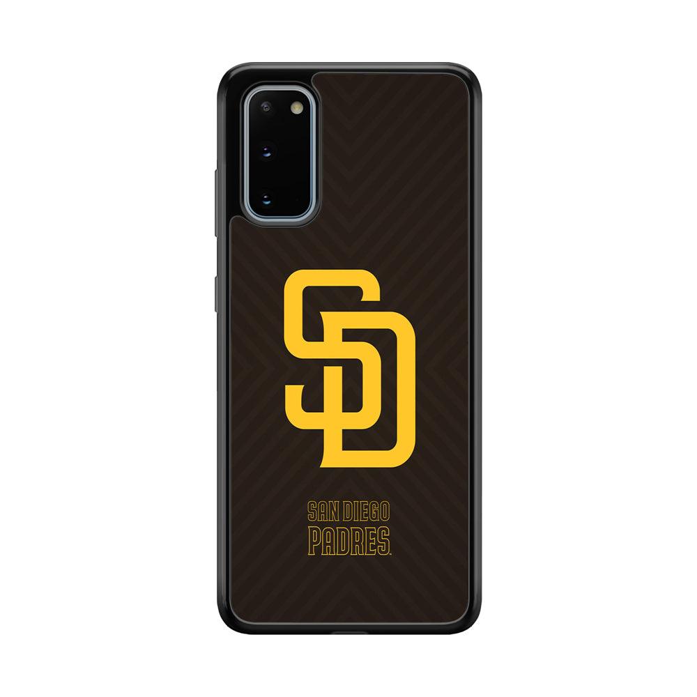 San Diego Padres Shape and Emblem Samsung Galaxy S20 Case-Rubber Black (2D Case)-Oxvistore