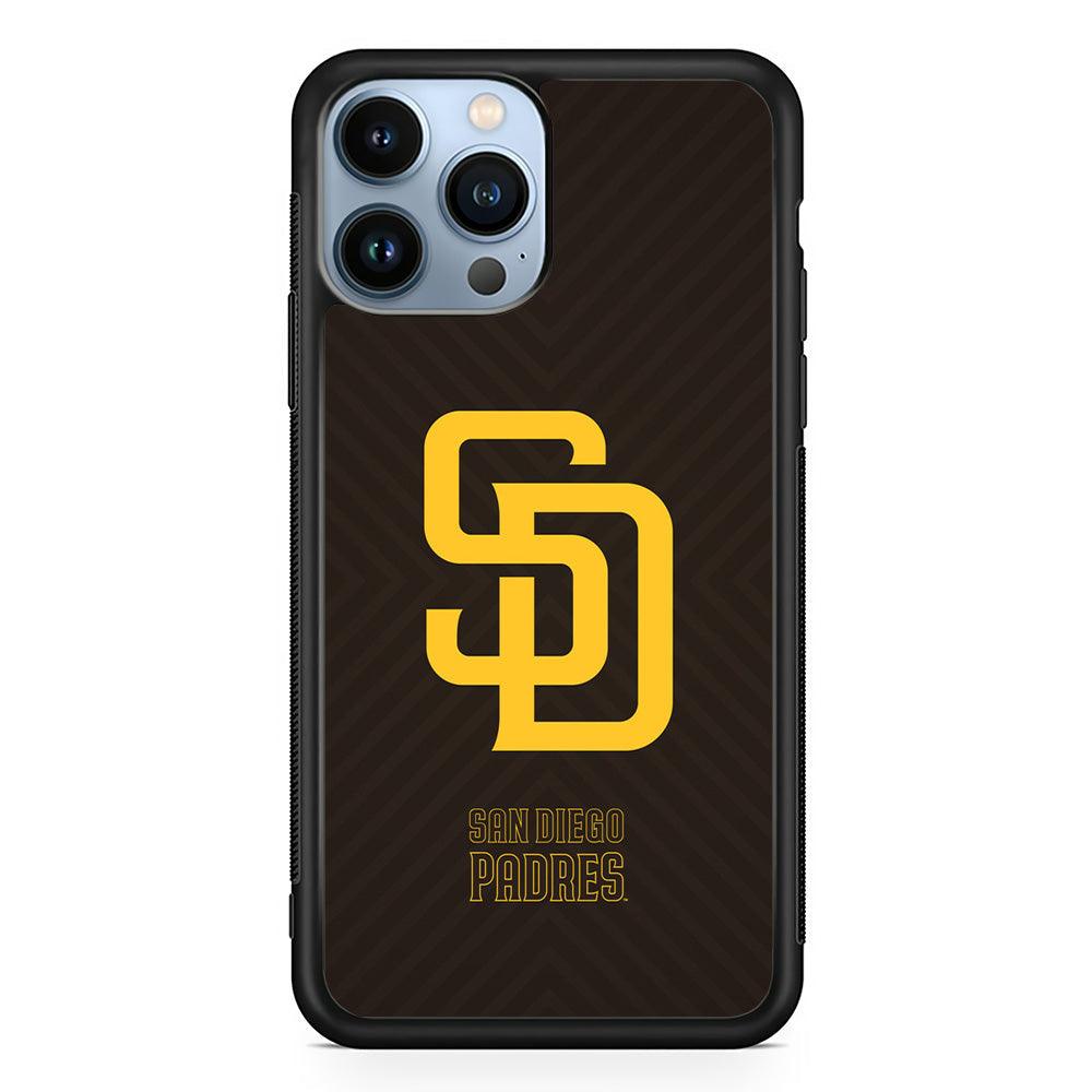 San Diego Padres Shape and Emblem iPhone 15 Pro Case-Rubber Black (2D Case)-Oxvistore