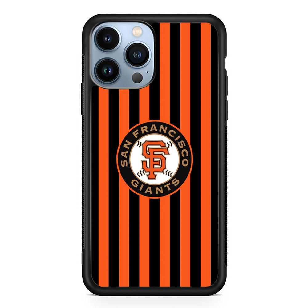 San Francisco Giants Emblem on Flag iPhone 14 Pro Max Case-Rubber Black (2D Case)-Oxvistore