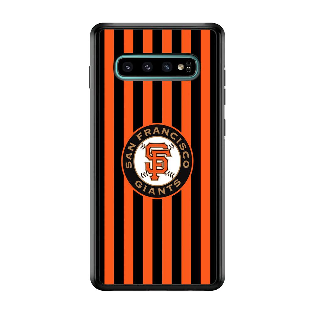 San Francisco Giants Emblem on Flag Samsung Galaxy S10 Case-Rubber Black (2D Case)-Oxvistore