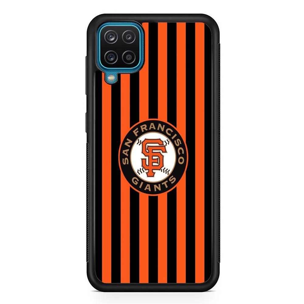 San Francisco Giants Emblem on Flag Samsung Galaxy A12 Case-Rubber Black (2D Case)-Oxvistore