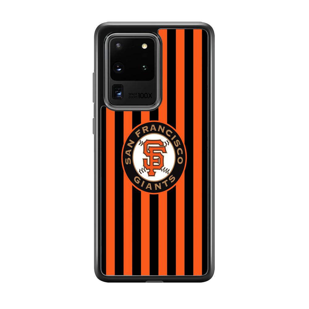 San Francisco Giants Emblem on Flag Samsung Galaxy S20 Ultra Case-Rubber Black (2D Case)-Oxvistore