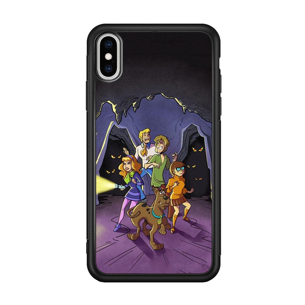 Scooby Doo Everybody Afraid iPhone XS Case-Rubber Black (2D Case)-Oxvistore