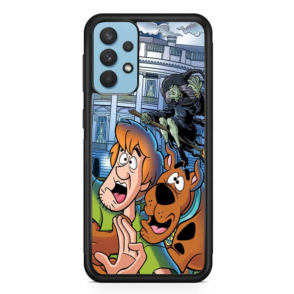 Scooby Doo Running From The Witch Samsung Galaxy A32 Case-Rubber Black (2D Case)-Oxvistore