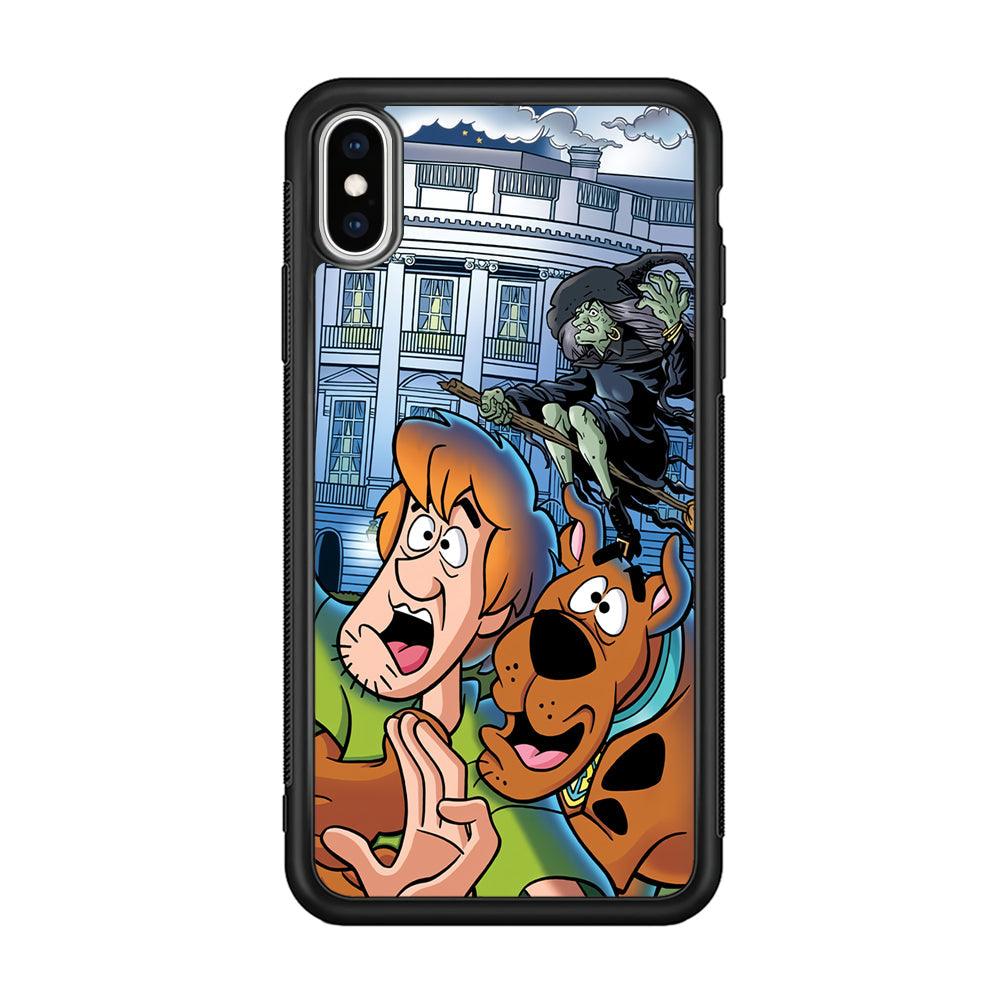Scooby Doo Running From The Witch iPhone XS Case-Rubber Black (2D Case)-Oxvistore