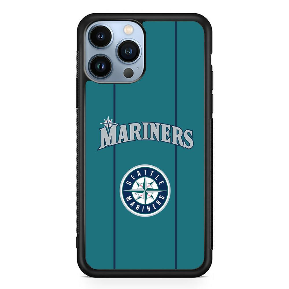 Seattle Mariners Green Blue Jersey iPhone 13 Pro Case-Rubber Black (2D Case)-Oxvistore