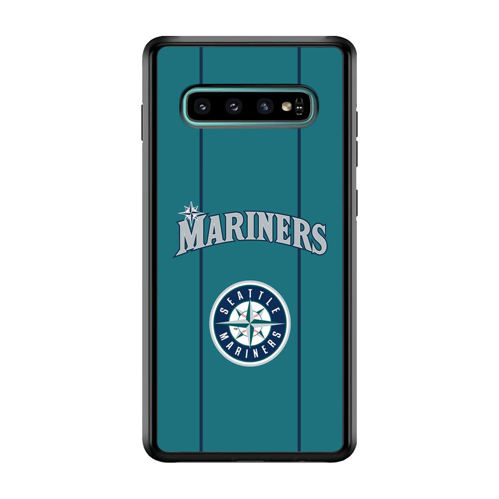 Seattle Mariners Green Blue Jersey Samsung Galaxy S10 Case-Rubber Black (2D Case)-Oxvistore