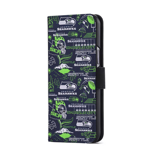 Seattle Seahawks Pattern Flip Wallet Phone Case-Oxvistore