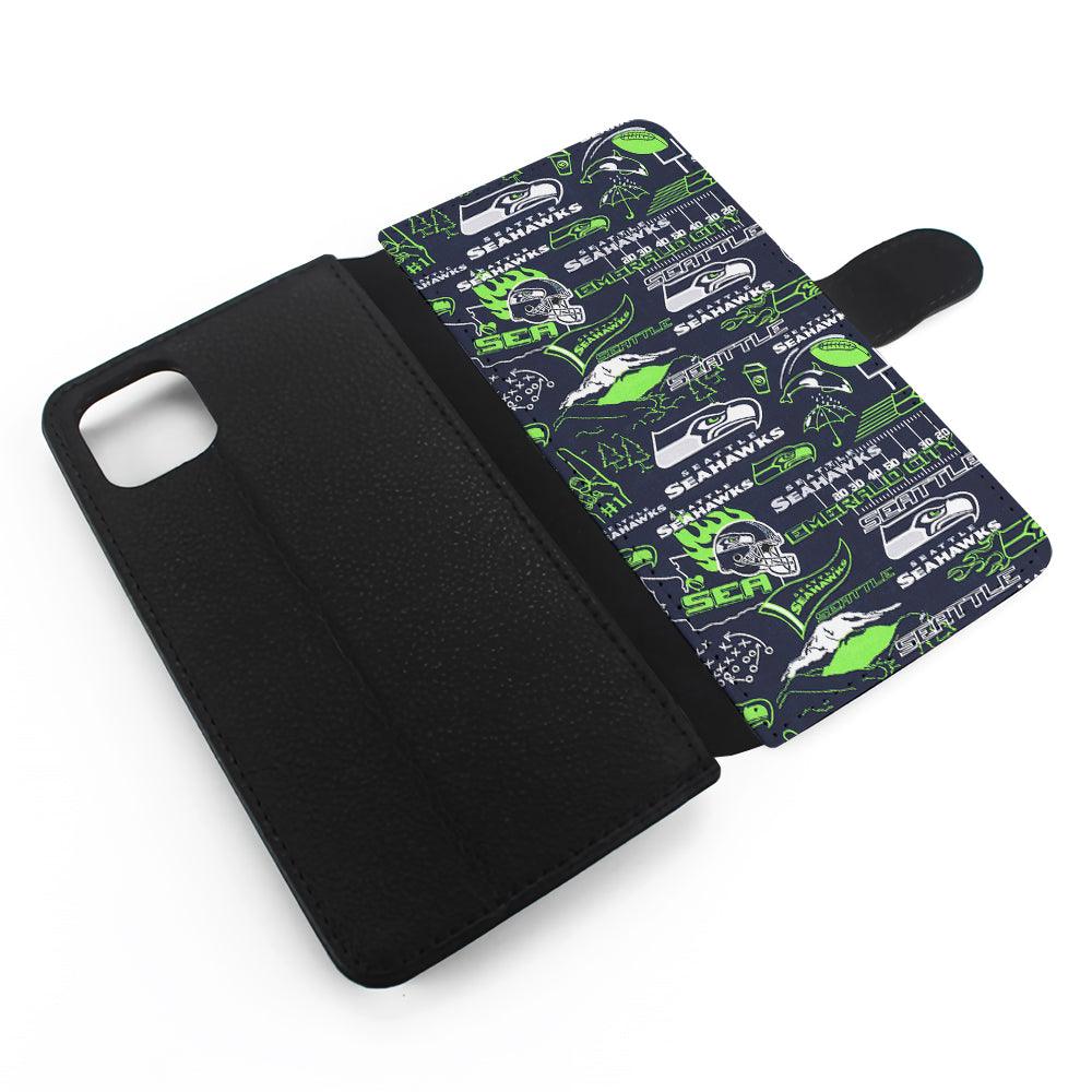 Seattle Seahawks Pattern Flip Wallet Phone Case-Oxvistore