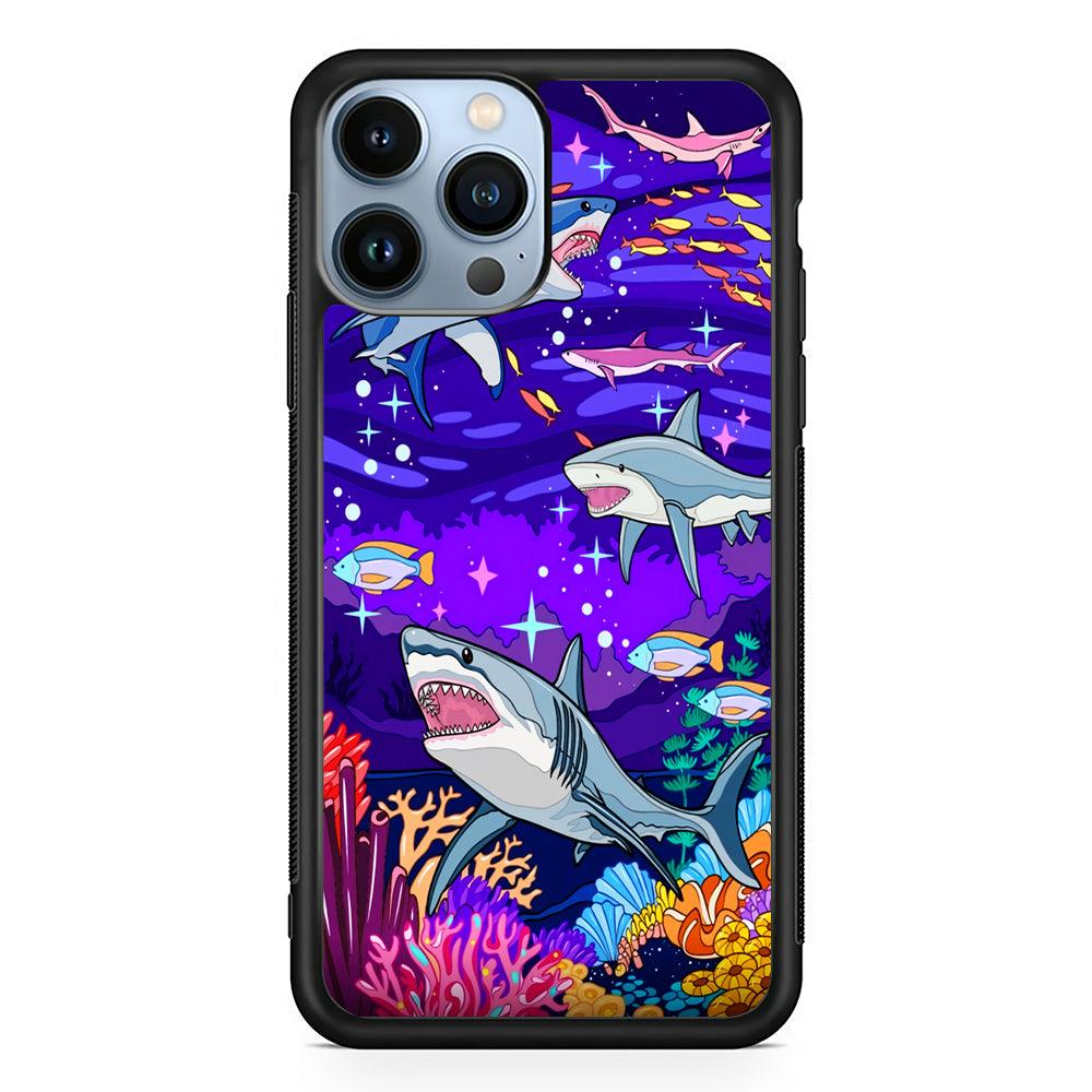 Shark Fish Cartoon 2D Rubber Phone Case-Black-Oxvistore