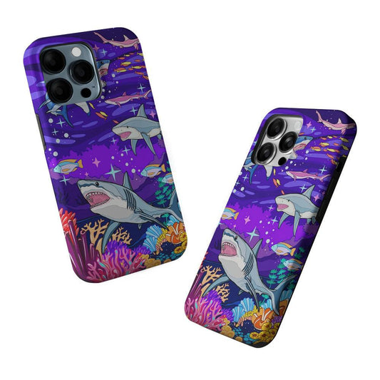 Shark Fish Cartoon 2 in 1 Tough Phone Case-Oxvistore