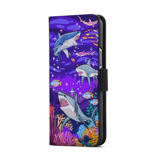 Shark Fish Cartoon Flip Wallet Phone Case-Oxvistore