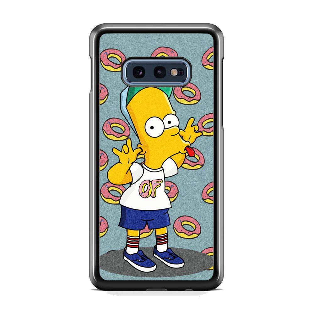 Simpsons Donuts Pattern Samsung Galaxy S10E Case-Rubber Black (2D Case)-Oxvistore