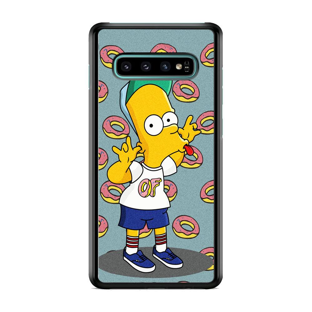 Simpsons Donuts Pattern Samsung Galaxy S10 Case-Rubber Black (2D Case)-Oxvistore