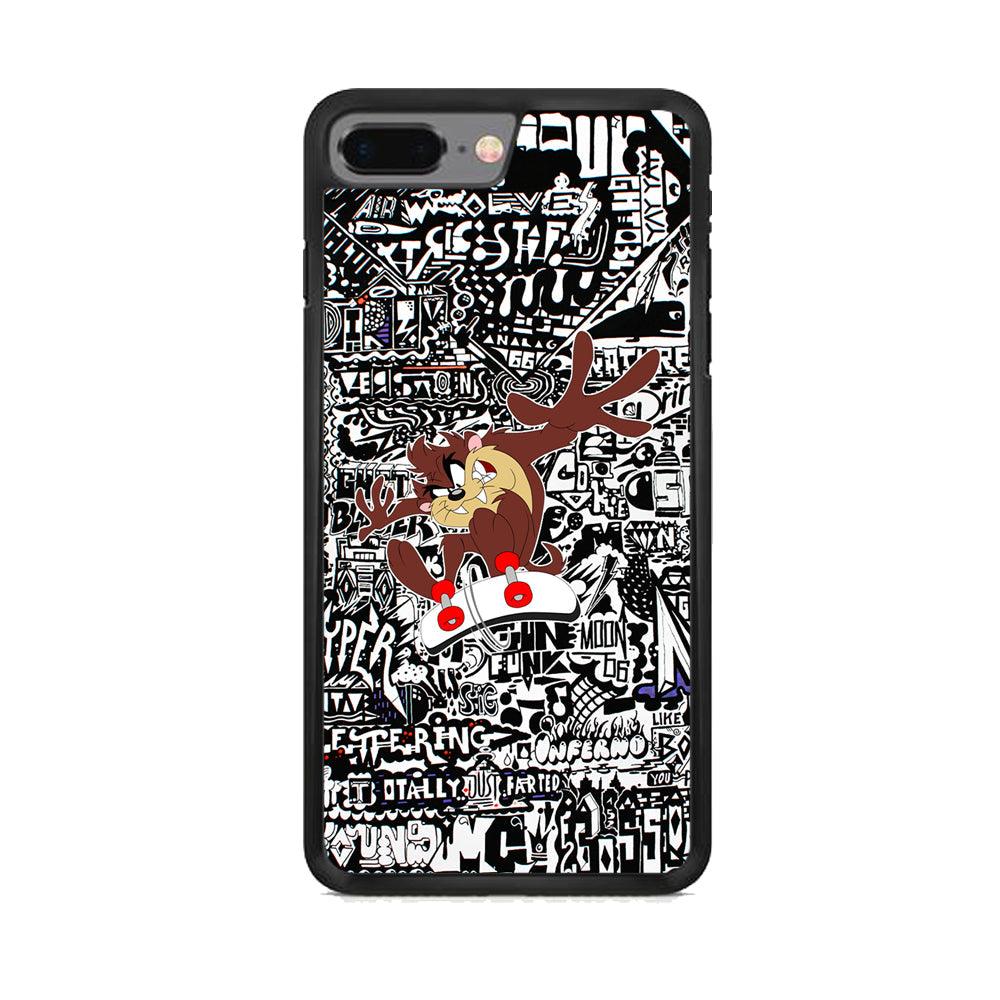 Skate with Taz iPhone 8 Plus Case-Rubber Black (2D Case)-Oxvistore
