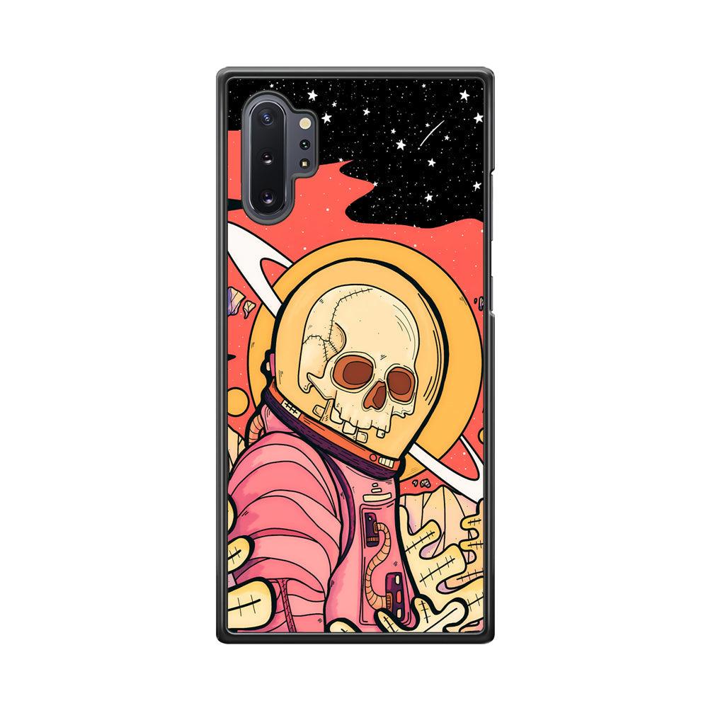 Skull Astronauts In Action Samsung Galaxy Note 10 Plus Case-Rubber White (2D Case)-Oxvistore