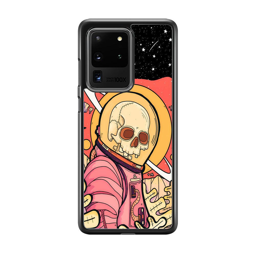 Skull Astronauts In Action Samsung Galaxy S20 Ultra Case-Rubber White (2D Case)-Oxvistore