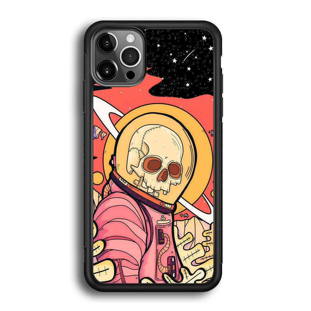 Skull Astronauts In Action iPhone 12 Pro Case-Rubber White (2D Case)-Oxvistore