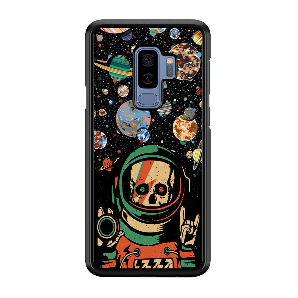 Skull on The Space Samsung Galaxy S9 Plus Case-Rubber Black (2D Case)-Oxvistore