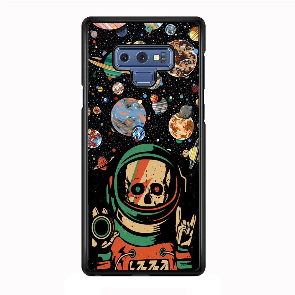 Skull on The Space Samsung Galaxy Note 9 Case-Rubber White (2D Case)-Oxvistore