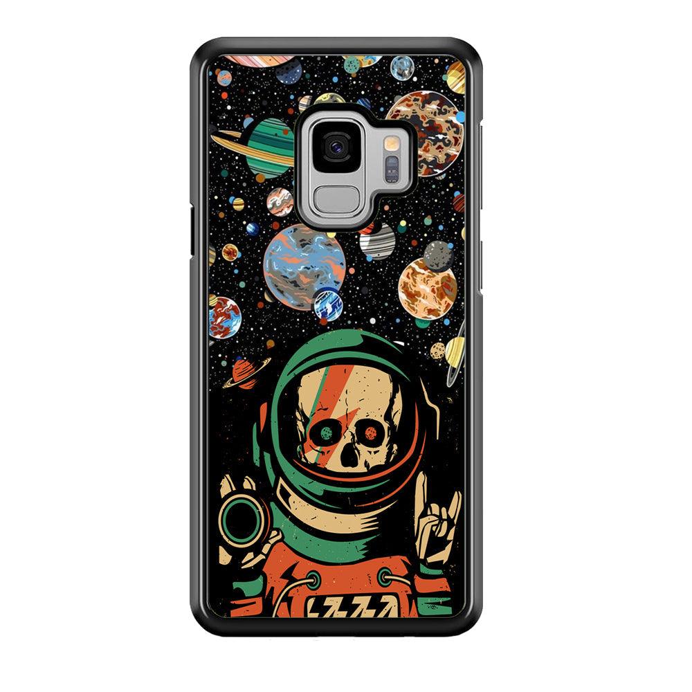 Skull on The Space Samsung Galaxy S9 Case-Rubber Black (2D Case)-Oxvistore