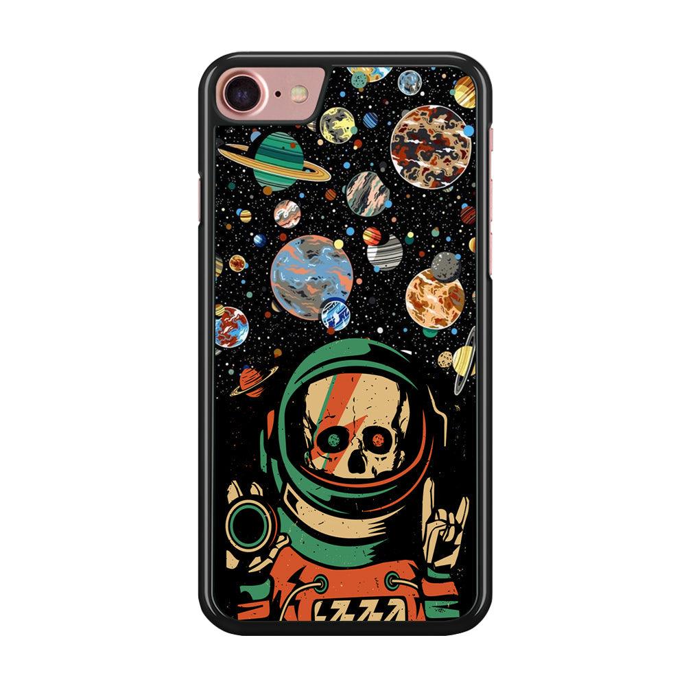 Skull on The Space iPhone 8 Case-Rubber Black (2D Case)-Oxvistore