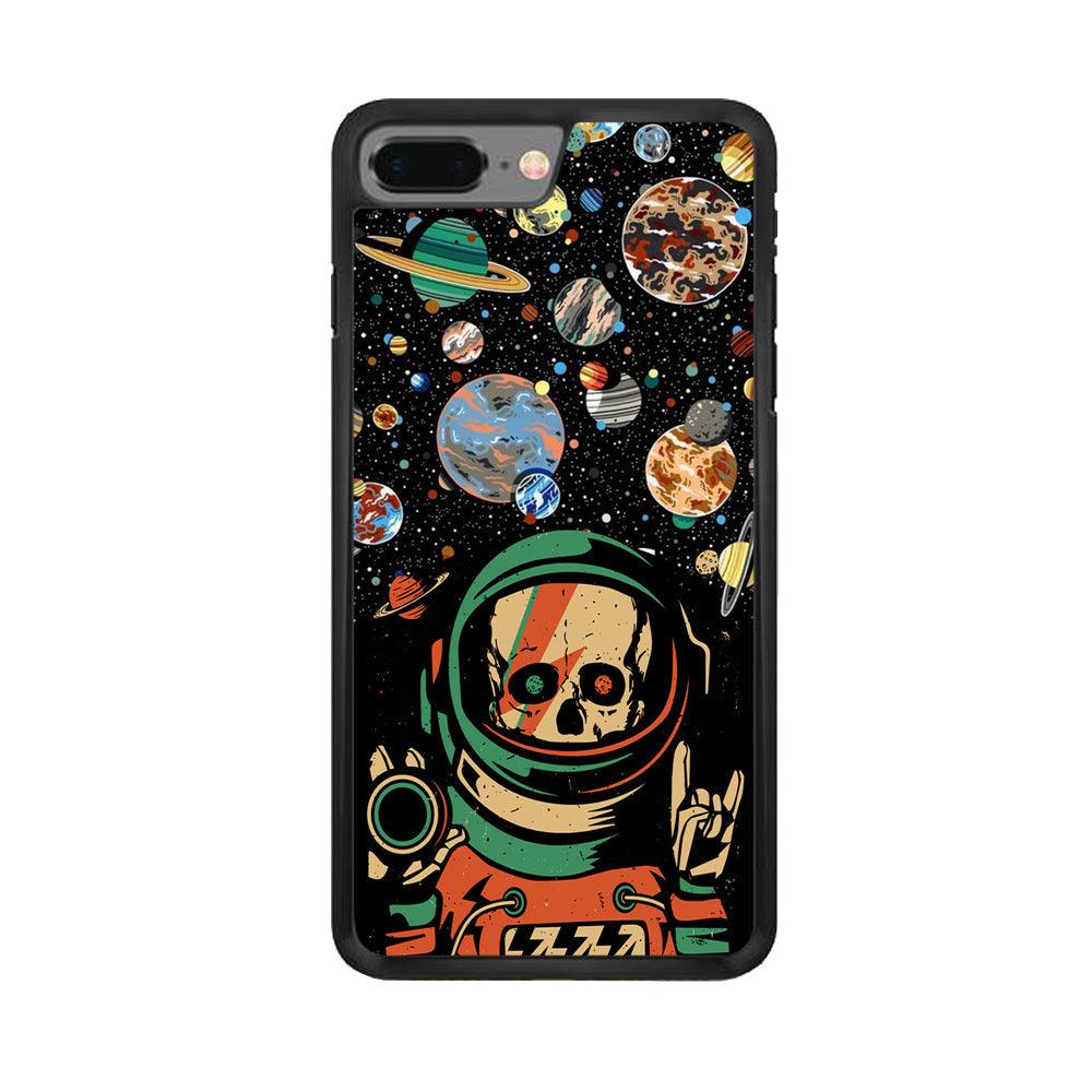 Skull on The Space iPhone 7 Plus Case-Rubber Black (2D Case)-Oxvistore