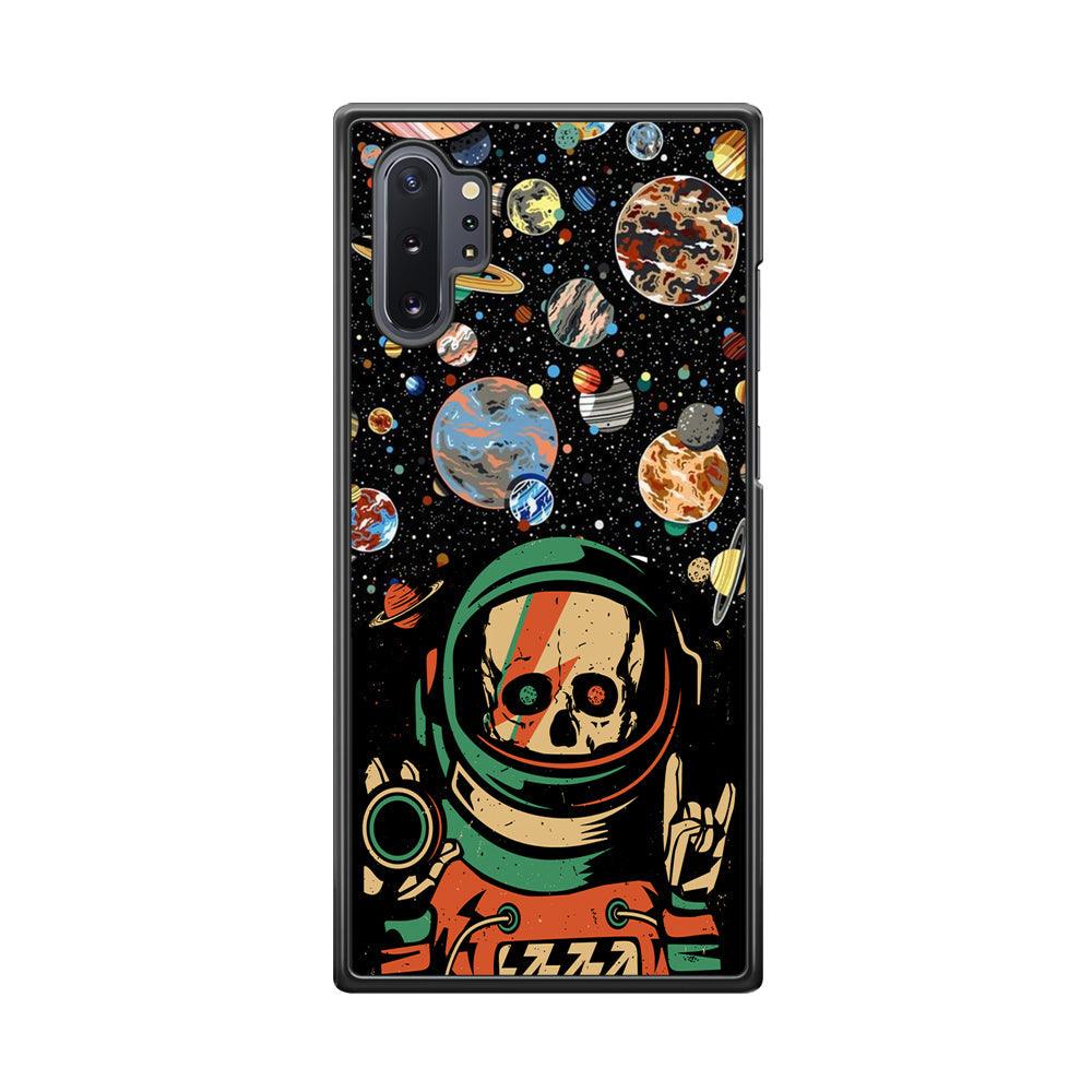 Skull on The Space Samsung Galaxy Note 10 Plus Case-Rubber White (2D Case)-Oxvistore
