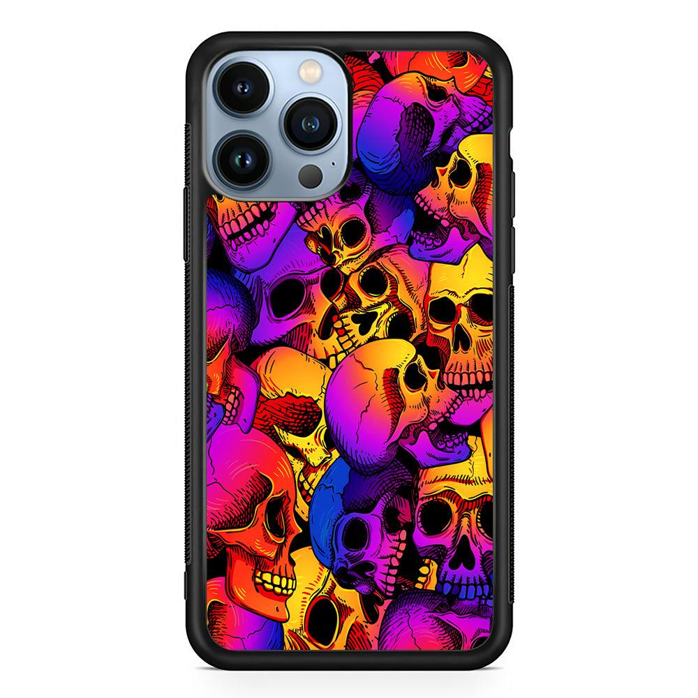 Skulls Pattern Gradient 2D Rubber Phone Case-Black-Oxvistore