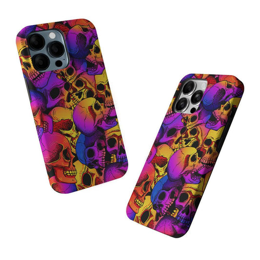 Skulls Pattern Gradient 2 in 1 Tough Phone Case-Oxvistore