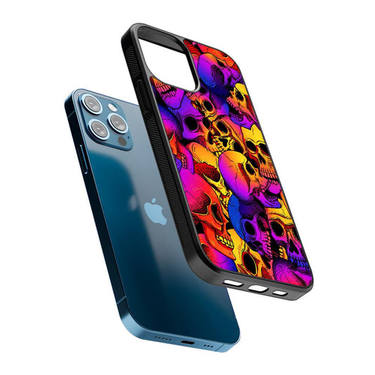 Skulls Pattern Gradient 2D Rubber Phone Case-Oxvistore