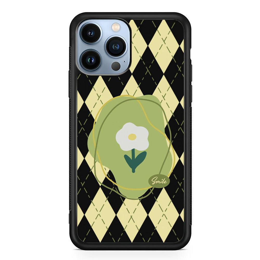 Smile Over The Flower iPhone 14 Pro Max Case-Rubber White (2D Case)-Oxvistore