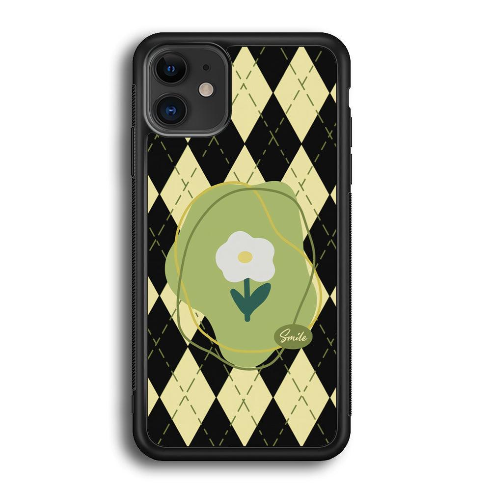 Smile Over The Flower iPhone 12 Case-Rubber Black (2D Case)-Oxvistore