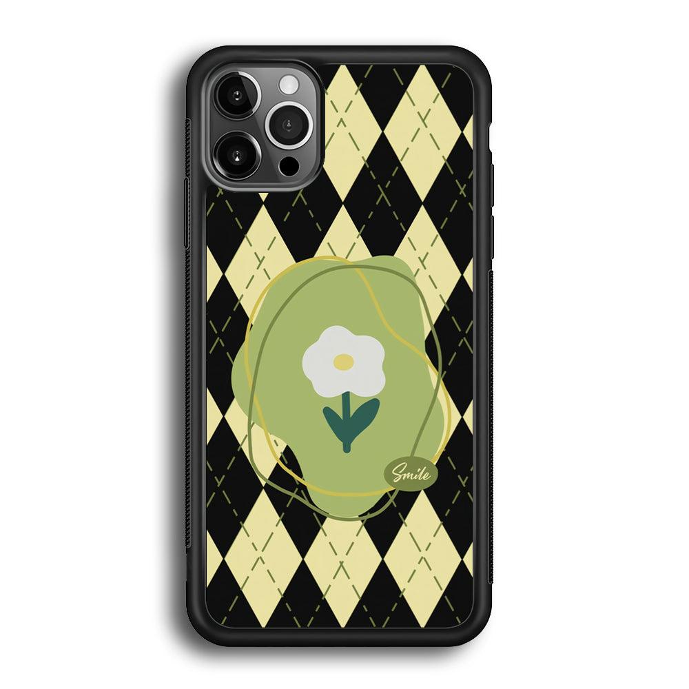 Smile Over The Flower iPhone 12 Pro Case-Rubber White (2D Case)-Oxvistore