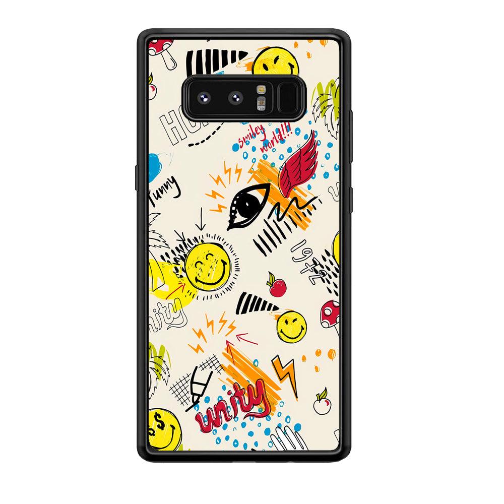 Smiley World Abstract Drawing Samsung Galaxy Note 8 Case-Rubber Black (2D Case)-Oxvistore
