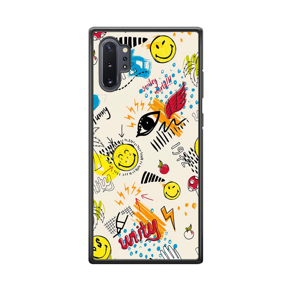 Smiley World Abstract Drawing Samsung Galaxy Note 10 Plus Case-Rubber Black (2D Case)-Oxvistore
